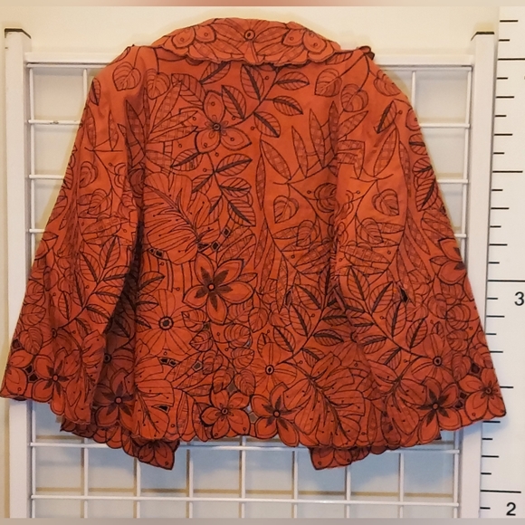 Trenz by Theresa Renz | Jacket | Orange with Black Embroidery, Eyelet | Size L - Picture 2 of 2